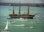 ID 6621 AMERIGO VESPUCCI (1931) - the Italian Navy's cadet training ship, arriving in Auckland, New Zealand to attend the 2002/3 Louis Vuitton/Americas Cup regatta.